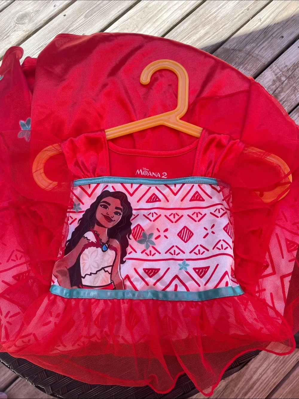 Disney Moana 2 Nightgown Red Princess Sleepwear Size Girls XS 4/5 - Picture 5 of 9